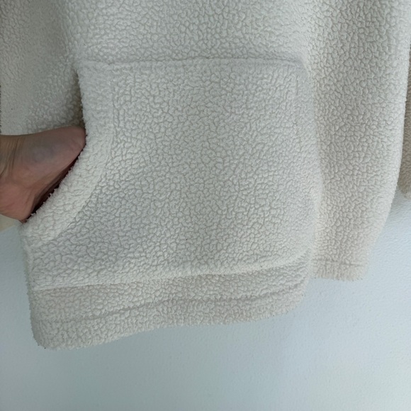 Madewell Resourced Fleece Bubble Sleeve Sherpa Hooded Sweatshirt XS - Picture 5 of 12